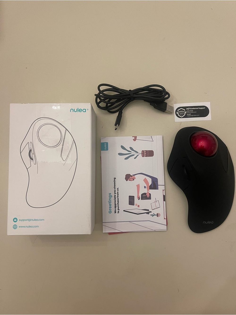 Nulea Wireless Ergonomic Trackball Mouse, Rechargeable, Bluetooth Rollerball